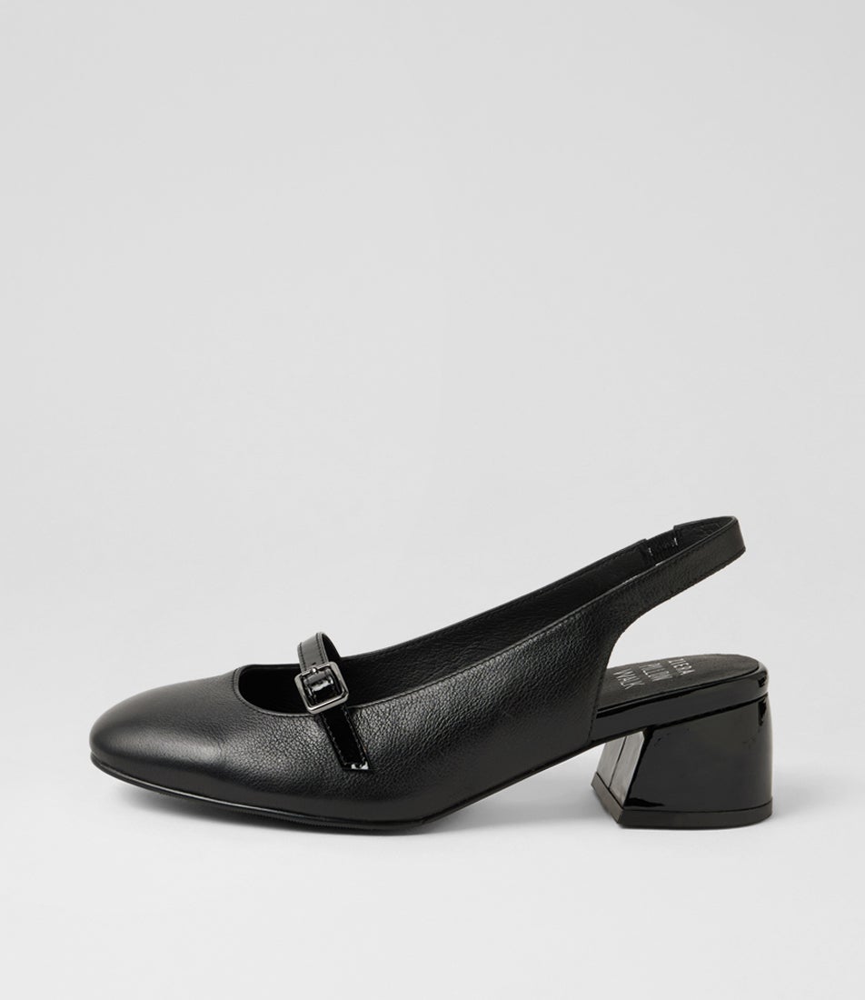Zolmy W Black Leather Heels